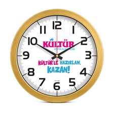 Promosyon ET-V30-570-A Metalize Duvar Saati Altın Ø 35 cm 