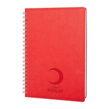 Promosyon YN-3106 Plevne Kareli Tarihsiz Spiralli Defter (20x28 cm) Kırmızı, Renk: Kırmızı 