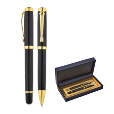 Promosyon AK-1214-RT Metal Roller & Tükenmez Kalem Seti Siyah, Renk: Siyah 