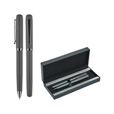 Promosyon AK-1253-RT Metal Roller & Tükenmez Kalem Seti Füme, Renk: Füme 