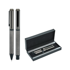 Promosyon AK-1254-RT Metal Roller & Tükenmez Kalem Seti Füme, Renk: Füme 