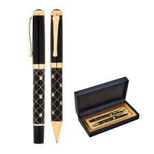 Promosyon AK-656-RT Metal Roller & Tükenmez Kalem Seti Siyah 