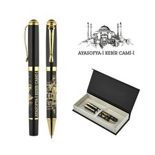 Promosyon AK-685-RT Kabartma Figürlü Metal Roller & Tükenmez Kalem Seti Ayasofya, Renk: Ayasofya 