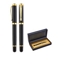 Promosyon AK-1214-KR Metal Roller Kalem Seti Siyah, Renk: Siyah 