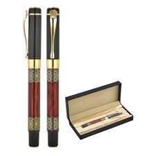 Promosyon AK-1217-KR Metal Roller Kalem Seti Siyah-Gold 