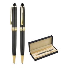Promosyon AK-1218-KT Metal Tükenmez Kalem Seti Siyah-Gold, Renk: Siyah-Gold 