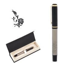 Promosyon AK-661-KR Kabartma Figürlü Metal Roller Kalem Seti Lalegül, Renk: Lalegül 