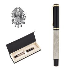 Promosyon AK-661-KR Kabartma Figürlü Metal Roller Kalem Seti Tuğra, Renk: Tuğra 