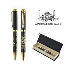 Promosyon AK-685-KT Kabartma Figürlü Metal Tükenmez Kalem Seti Ayasofya, Renk: Ayasofya 