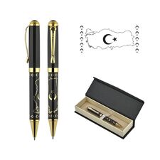 Promosyon AK-685-KT Kabartma Figürlü Metal Tükenmez Kalem Seti Türkiye, Renk: Türkiye 