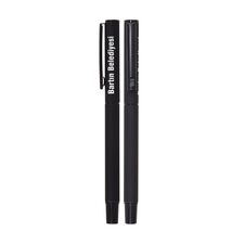 Promosyon AK-1023-R Metal Roller Kalem Rubber Gövde Siyah, Renk: Siyah 