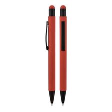 Promosyon AK-1027 Metal Tükenmez Touchpen Rubber Gövde Kalem Kırmızı, Renk: Kırmızı 