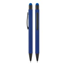 Promosyon AK-1027 Metal Tükenmez Touchpen Rubber Gövde Kalem Lacivert, Renk: Lacivert 