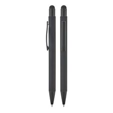 Promosyon AK-1027 Metal Tükenmez Touchpen Rubber Gövde Kalem Siyah, Renk: Siyah 