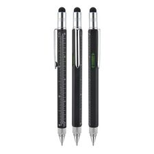 Promosyon AK-652 Metal Su Terazili - Tornavidalı Touchpen Kalem Siyah, Renk: Siyah 