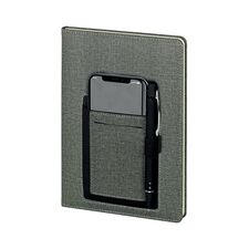 Promosyon AK-2421-HOLMEN 15 x 21 Termo Deri Defter (Holmen Kitap Kağıdı) Siyah-Füme, Renk: Siyah-Füme 