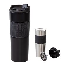 Promosyon AK-5312 French Press Çelik Termos / 450 ml Siyah, Renk: Siyah 