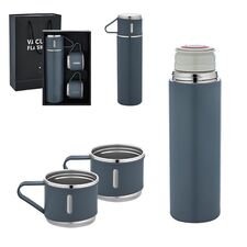 Promosyon AK-5337 Çelik 3'Lü Termos Set / 500 ml Gri, Renk: Gri 