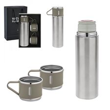 Promosyon AK-5337 Çelik 3'Lü Termos Set / 500 ml Krom, Renk: Krom 