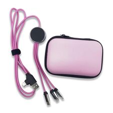Promosyon PZ-KL50C Işıklı Logo 60W Hızlı Type-C Uçlu Data Transferli Şarj Kablosu (Çantalı) Pembe, Renk: Pembe 