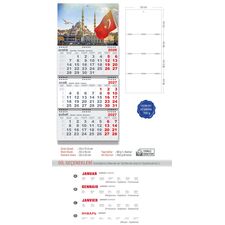 Promosyon EL-KOD-11 Büyük Gemici Takvim Gri (Üç Parça Spiralli) 