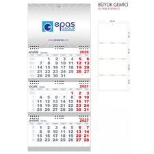Promosyon EL-KOD-16 Büyük Gemici Takvim Beyaz (Üç Parça Spiralli) 