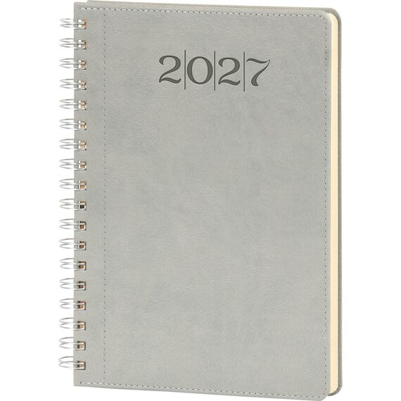 Promosyon ET-DARICA-S Spiralli Haftalık Ajanda Gri 20 x 28 cm, Renk: Gri, Ölçü: 20 x 28 cm 