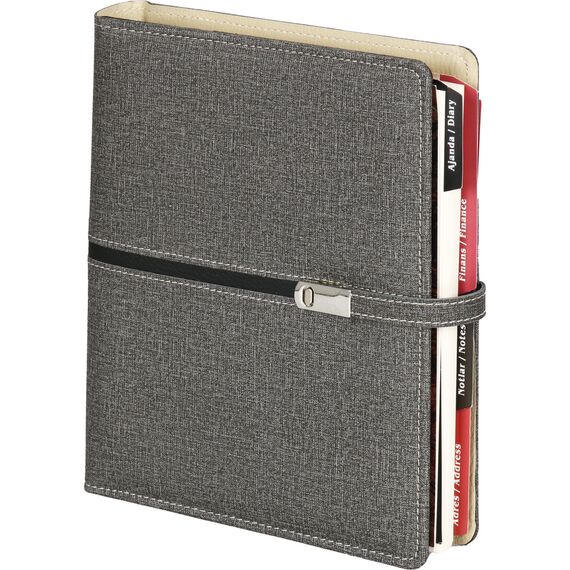 Promosyon ET-CESME Organizer Ajanda Füme 18 x 23 cm, Renk: Füme, Ölçü: 18 x 23 cm 
