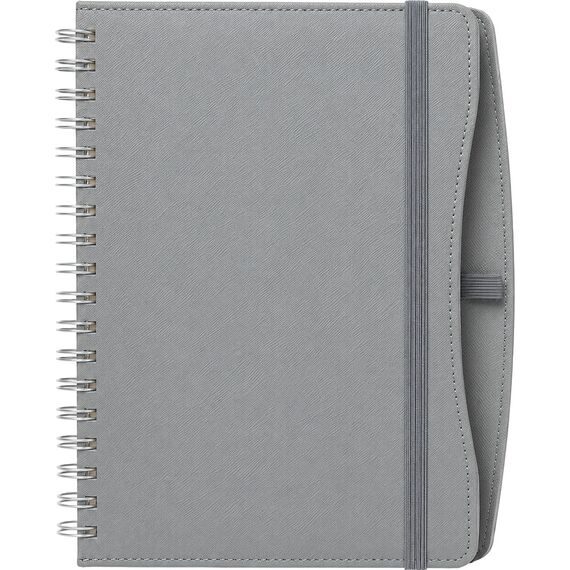 Promosyon ET-MODA Spiralli Günlük Ajanda Gri 17 x 24 cm, Renk: Gri, Ölçü: 17 x 24 cm 