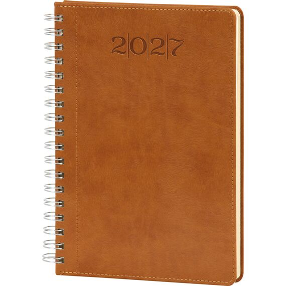 Promosyon ET-BOSTANCI-S Spiralli Günlük Ajanda Taba 20 x 28 cm, Renk: Taba, Ölçü: 20 x 28 cm 