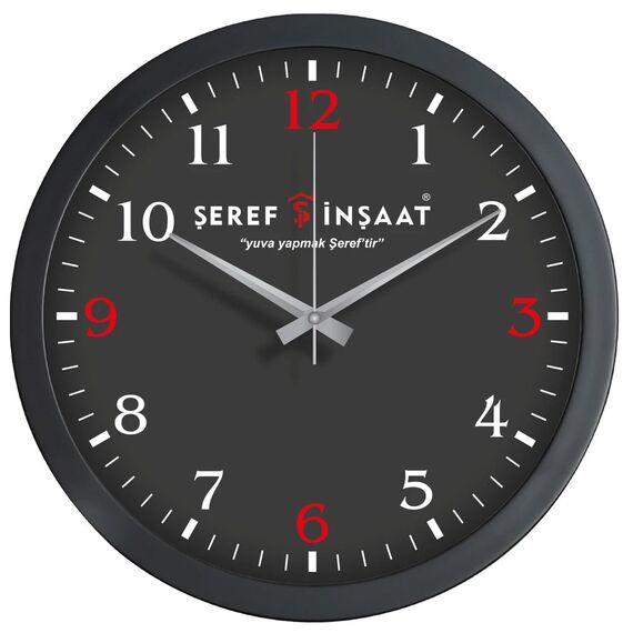 Promosyon ET-V30-333-S Plastik Duvar Saati Siyah Ø 30 cm 