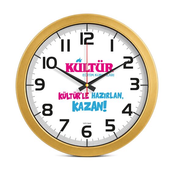 Promosyon ET-V30-570-A Metalize Duvar Saati Altın Ø 35 cm 