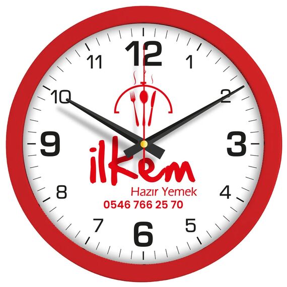 Promosyon ET-V30-334-K Plastik Duvar Saati Kırmızı Ø 35 cm 