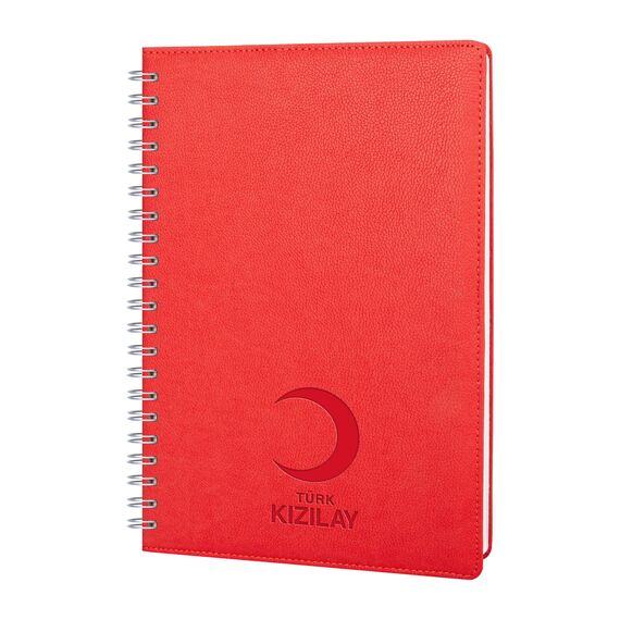Promosyon YN-3106 Plevne Kareli Tarihsiz Spiralli Defter (20x28 cm) Kırmızı, Renk: Kırmızı 