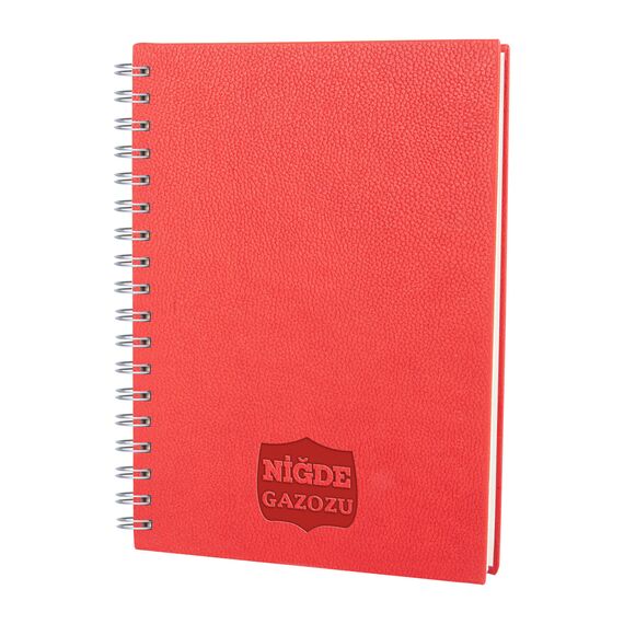 Promosyon YN-3068 Altındağ Kareli Spiralli Tarihsiz Defter (17x24 cm) Kırmızı, Renk: Kırmızı 