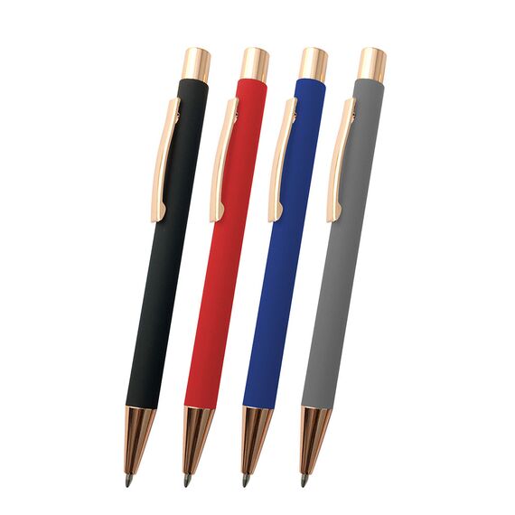 Promosyon IL-1486 Metal Rubber Tükenmez Kalem Kırmızı, Renk: Kırmızı 