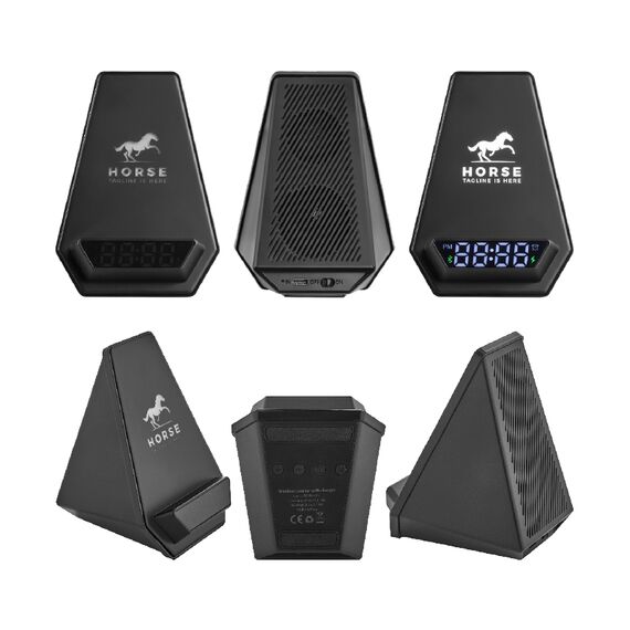 Promosyon AK-4240 Wireless Şarj & Hoparlör & Dijital Saat Siyah , görsel 2