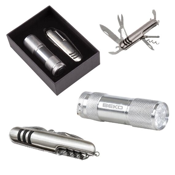 Promosyon AK-5041 3008-7 7 Fonksiyonlu Çakı - 1202 LED Elfenerli Set Silver, Renk: Silver 