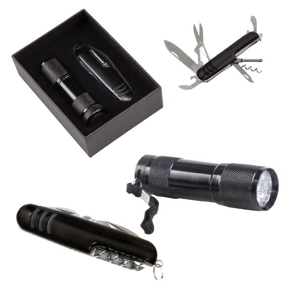 Promosyon AK-5041 3008-7 7 Fonksiyonlu Çakı - 1202 LED Elfenerli Set Siyah, Renk: Siyah 