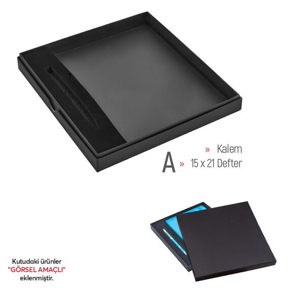 Promosyon AK-KT-941 203 x 223 x 25 mm Hediye Set Kutusu Siyah-K(Kalemli), Renk: Siyah-K(Kalemli) 