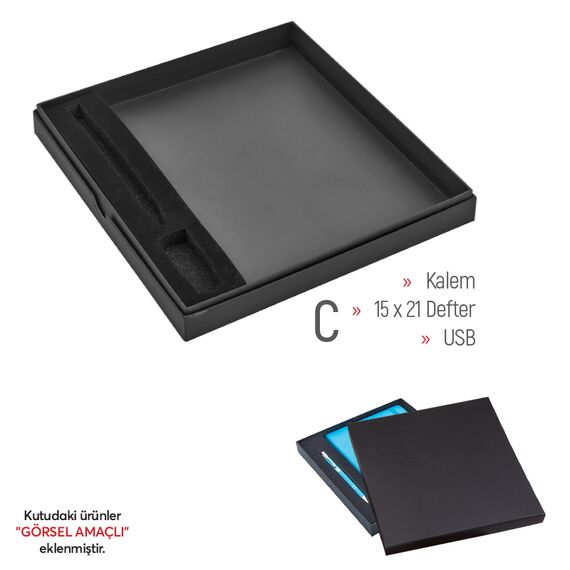 Promosyon AK-KT-941 203 x 223 x 25 mm Hediye Set Kutusu Siyah-Y-(Yanlı), Renk: Siyah-Y-(Yanlı) , görsel 3