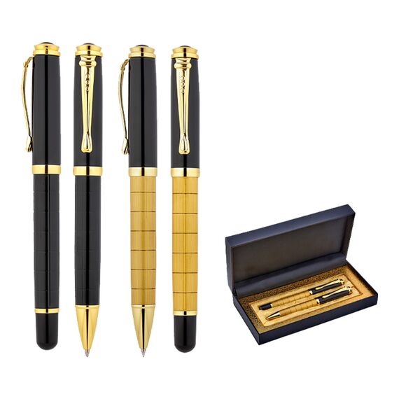 Promosyon AK-1214-RT Metal Roller & Tükenmez Kalem Seti Gold, Renk: Gold , görsel 2