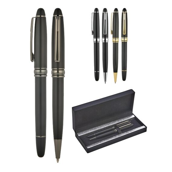 Promosyon AK-1218-RT Metal Roller & Tükenmez Kalem Seti Siyah-Silver, Renk: Siyah-Silver , görsel 2