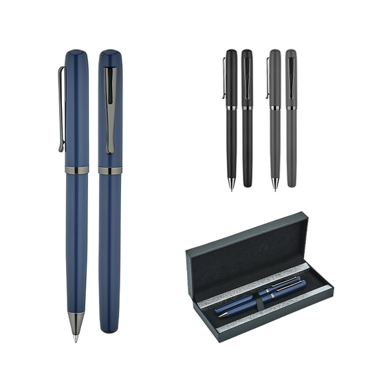 Promosyon AK-1253-RT Metal Roller & Tükenmez Kalem Seti Füme, Renk: Füme , görsel 2