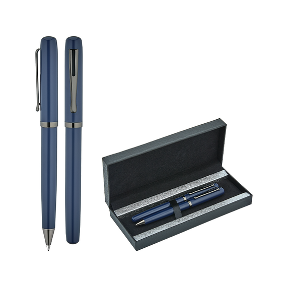 Promosyon AK-1253-RT Metal Roller & Tükenmez Kalem Seti Lacivet, Renk: Lacivet 