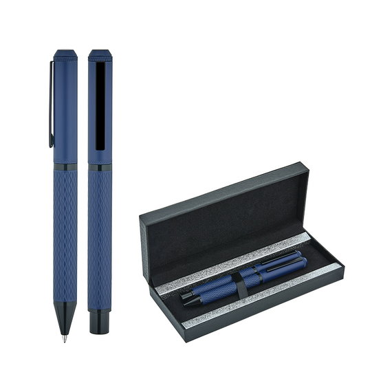 Promosyon AK-1254-RT Metal Roller & Tükenmez Kalem Seti Lacivert, Renk: Lacivert 