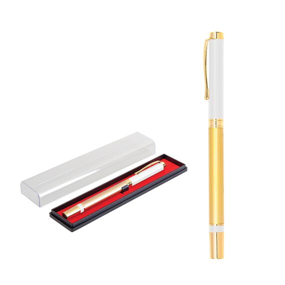 Promosyon AK-1101-KR Metal Roller Kalem Seti Beyaz, Renk: Beyaz 
