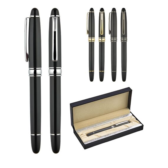 Promosyon AK-1218-KR Metal Roller Kalem Seti Siyah-Füme, Renk: Siyah-Füme , görsel 2