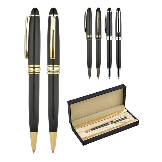Promosyon AK-1218-KT Metal Tükenmez Kalem Seti Siyah-Füme, Renk: Siyah-Füme , görsel 2