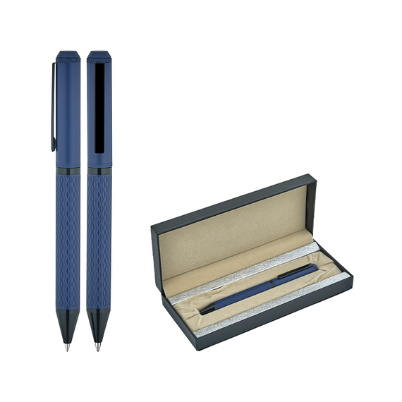 Promosyon AK-1254-KT Metal Tükenmez Kalem Seti Lacivert, Renk: Lacivert 